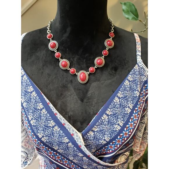 Maurices Dress Women Size X-L Blue Pink Boho Cold Shoulder Wrap Midi Belted - Picture 2 of 16